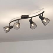 Corvigno downlight, lengde 64 cm, svart, 4 lyskilder, stål