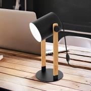 Bordlampe i hornved, høyde 42 cm, svart/brun, stål