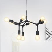 Hengelampe Bocadella 1 i svart, 9 lyskilder