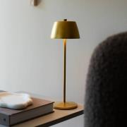 LED-batteridrevet bordlampe Eze, matt gull, 32 cm, IP54, USB