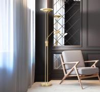 LED-gulvlampe Tallri messing Høyde 180 cm 2 lyskilder CCT Touchdim