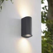 Lindby utendørs vegglampe Aluvo, antrasitt, 16 cm, IP65 Riffel