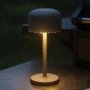 LED-batteridrevet bordlampe Finley, sandgrå Høyde 22 cm Metall, IP54