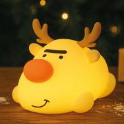 LED-batterilampe Rudi, beige, lengde 16 cm, silikon