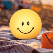 LED-batterilampe Smiley, gul, Ø 13 cm, silikon