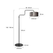 Gulvlampe Bloeba, svart/sølv, høyde 165 cm, velour