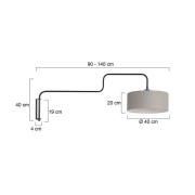 Vegglampe Bloeba, svart-sløret utstikk, 140 cm Chintz