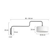 Vegglampe Bloeba, svart/hvit, utstrekning 140 cm, lin