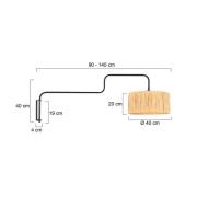 Vegglampe Bloeba, svart/brun, utstrekning 140 cm, sjøgress