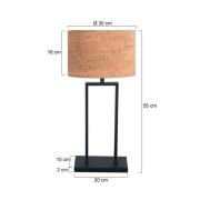 Bordlampe Stang, svart/brun, høyde 55 cm, kork