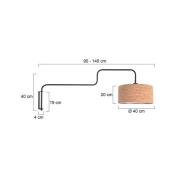 Vegglampe Bloeba, svart/brun, utstrekning 140 cm, kork