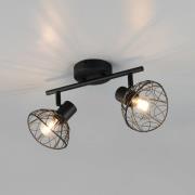 Taklampe Yako, matt svart, lengde 40 cm, 2 lyskilder, metall