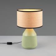 Bordlampe Formentera, grønn/beige, høyde 43 cm Keramikk/papir