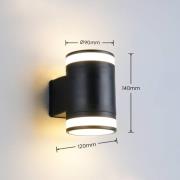 Utendørs LED-vegglampe Cusco, svart, høyde 14 cm, IP44 GX53-LED