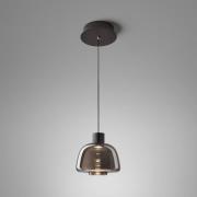 Bover LED-hengelampe Drep S/01, røykgrå, glass, 2700 K
