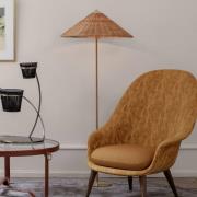 GUBI 9602 gulvlampe, messing, med strå-skjerm