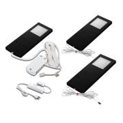 Benkarmatur LED Slim-Pad F, 3 stykk, 4 000 K svart