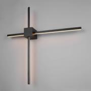 LED-vegglampe Cassino, matt svart, bredde 67 cm, metall