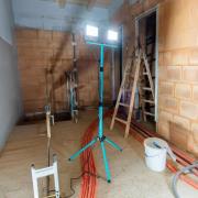 Utendørs LED-spot Avelar, svart/turkis, høyde 193 cm metall