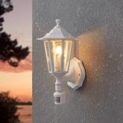 Utendørs vegglampe Laterna 5, hvit, høyde 36 cm, metall, sensor