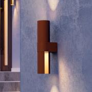 Utendørs LED-vegglampe Montelauro, rustfarget, høyde 32 cm Metall