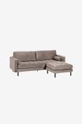 Sofa 3-seter rosa fløyel med puff Debra 222 cm