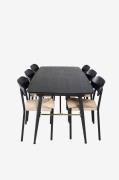 Venture HomeSpisebordssett Gold med 6 stoler PollySvartSpisegrupperFra...