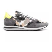 Army Fabric Sneakers med Semsket Skinninnlegg