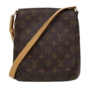 Pre-owned Brunt lerret Louis Vuitton skuldervesker