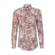 Burgunder Boss Black Hank-Kent Slim Fit Batik-Print Skjorte Skjorte