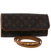 Pre-owned Brunt lerret Louis Vuitton tvillingveske