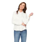 Bluse M/Krage -Kremhvit Bluse