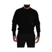 Sort Bomullsblanding Crewneck Genser