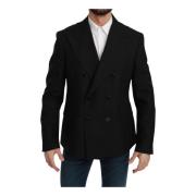 Eksklusiv Sort Slim Fit Blazer i Ullblanding