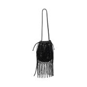 Sort Deagz Frill Bag - Saueskinn - 30x30x7 cm