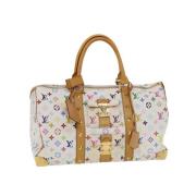 Pre-owned Hvitt lerret Louis Vuitton Keepall