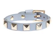 Leather Stud Bracelet Light Grey