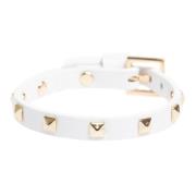 Leather Stud Bracelet Mini White