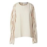 Beste Skjorter, Beige Bluse med Rynke Detaljer