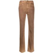 Brune Straight-Leg Jeans med Brodert Logo