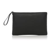 Leather Large Pouch Black W/Gun Metal