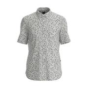 Hvit Boss Black Slim Fit Printed Stretch Linen Shirt