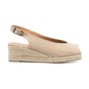 Beige Canvas Slingback Kilehæl Espadrilles