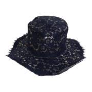 Blå Blomster Blonde Bred Brem Floppy Hatt