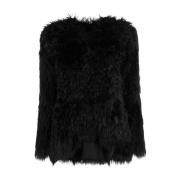 Sort Faux-Fur Langarmet Topp