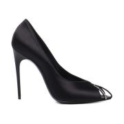 Sorte Rhinestone Perforerte Stiletto Pumps