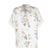 Blomstermønstret bluse med blonder