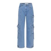 Kule Cargo Bukser i Mid Blue Washed Denim