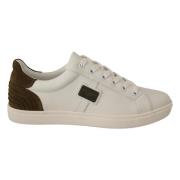 Hvite Semsket Skinn Lave Topp Sneakers