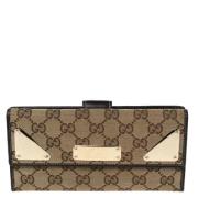 Pre-owned Brunt lerret Gucci lommebok